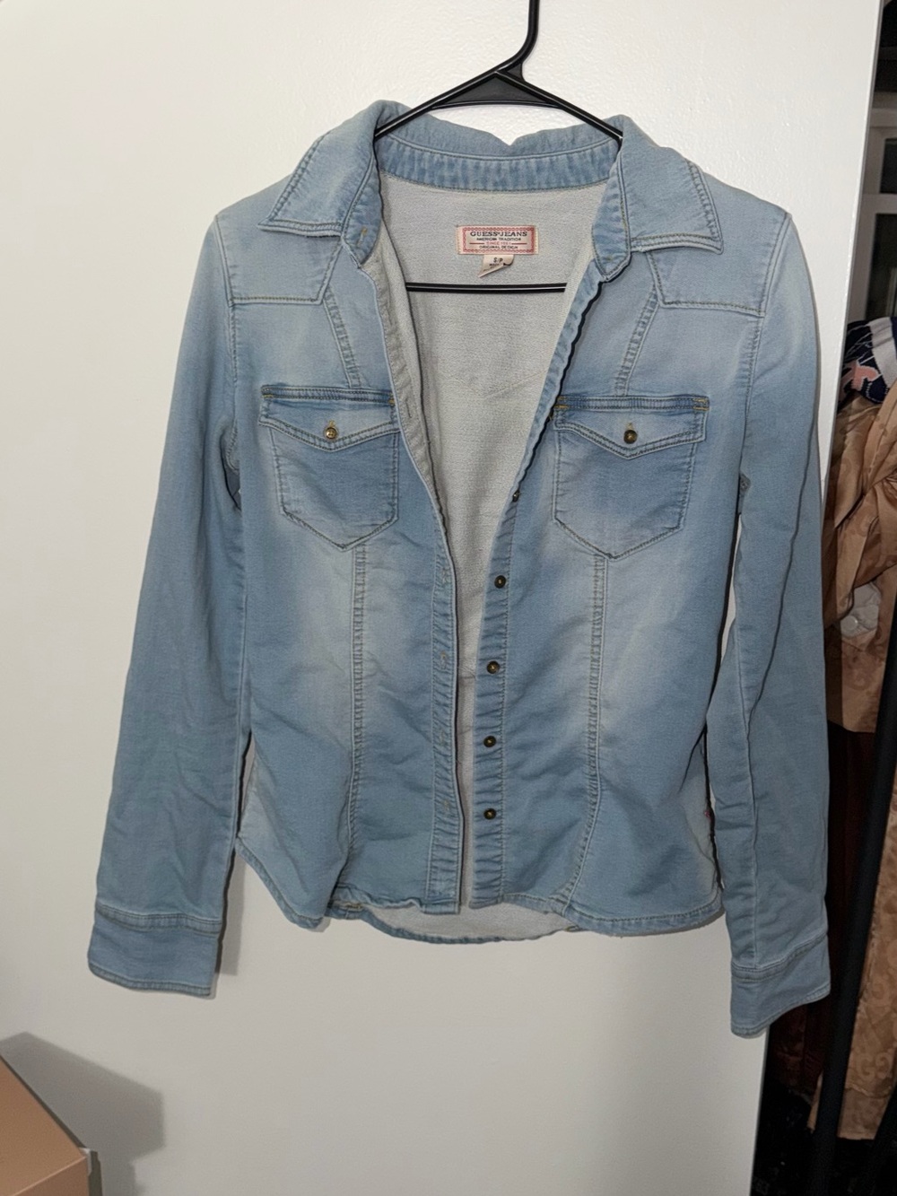 Guess Light Blue Denim Button-Down Shirt Jacket
